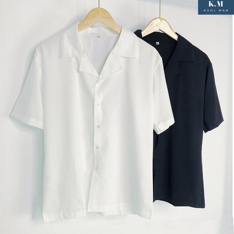 Áo Sơ Mi Cổ Vest Ngắn Tay Nam Nữ HOT, Áo Sơ Mi Kiểu Thời Trang Hàn Quốc Vải Lụa Cao Cấp Thoáng Mát KoolMan | BigBuy360 - bigbuy360.vn