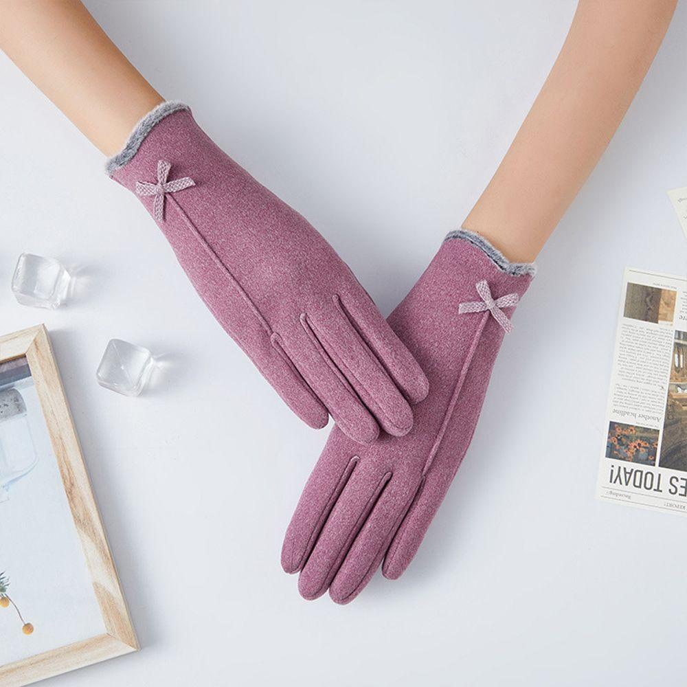 IVORY Găng Tay Lái Xe Vải Nhung Chống Gió Đính Nơ Thời Trang Đức Có Thể Chạm Màn Hình Cảm Ứng