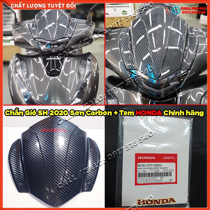 Combo Chắn Gió Sh 2020 Sơn Carbon + Tem HONDA Chữ Đỏ Chính Hãng