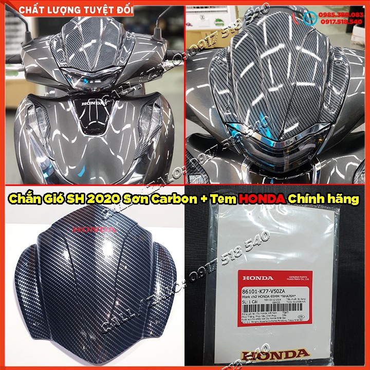 Combo Chắn Gió Sh 2020 Sơn Carbon + Tem HONDA Chữ Đỏ Chính Hãng