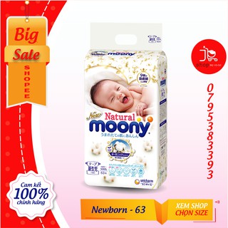[ MẪU MỚi ] Bỉm Tã Dán Moony Natural Newborn 63 miếng