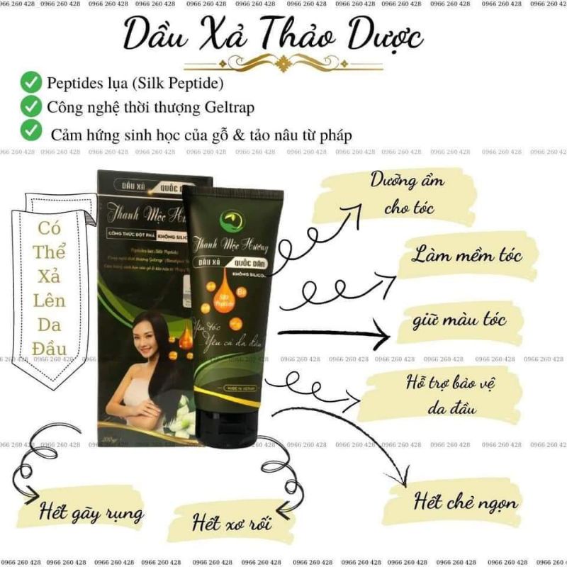 Dầu Xả Thanh Mộc Hương Phục Hồi Tóc Hư Tổn Dưỡng Tóc Mượt 100% Thiên Nhiên Chính Hãng