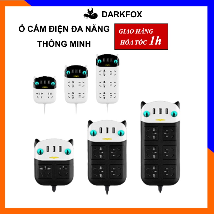 Ổ cắm điện đa năng thông minh 3 cổng USB 5v sạc nhanh 2,3,4 ổ chịu tải 2500W dây nối dài 1,8m OCD02