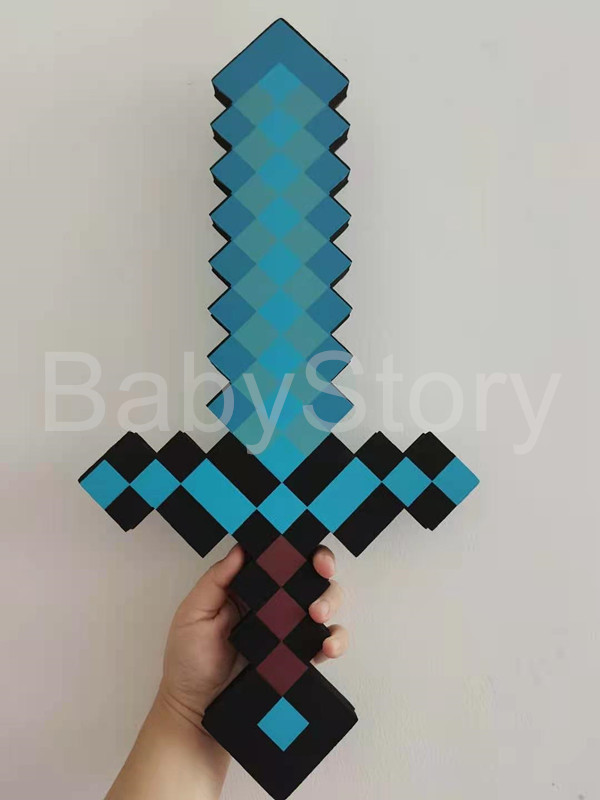 Đồ chơi trẻ em 45cm Minecraft Blue Diamond Sword xốp EVA an toàn, thanh kiếm nhỏ