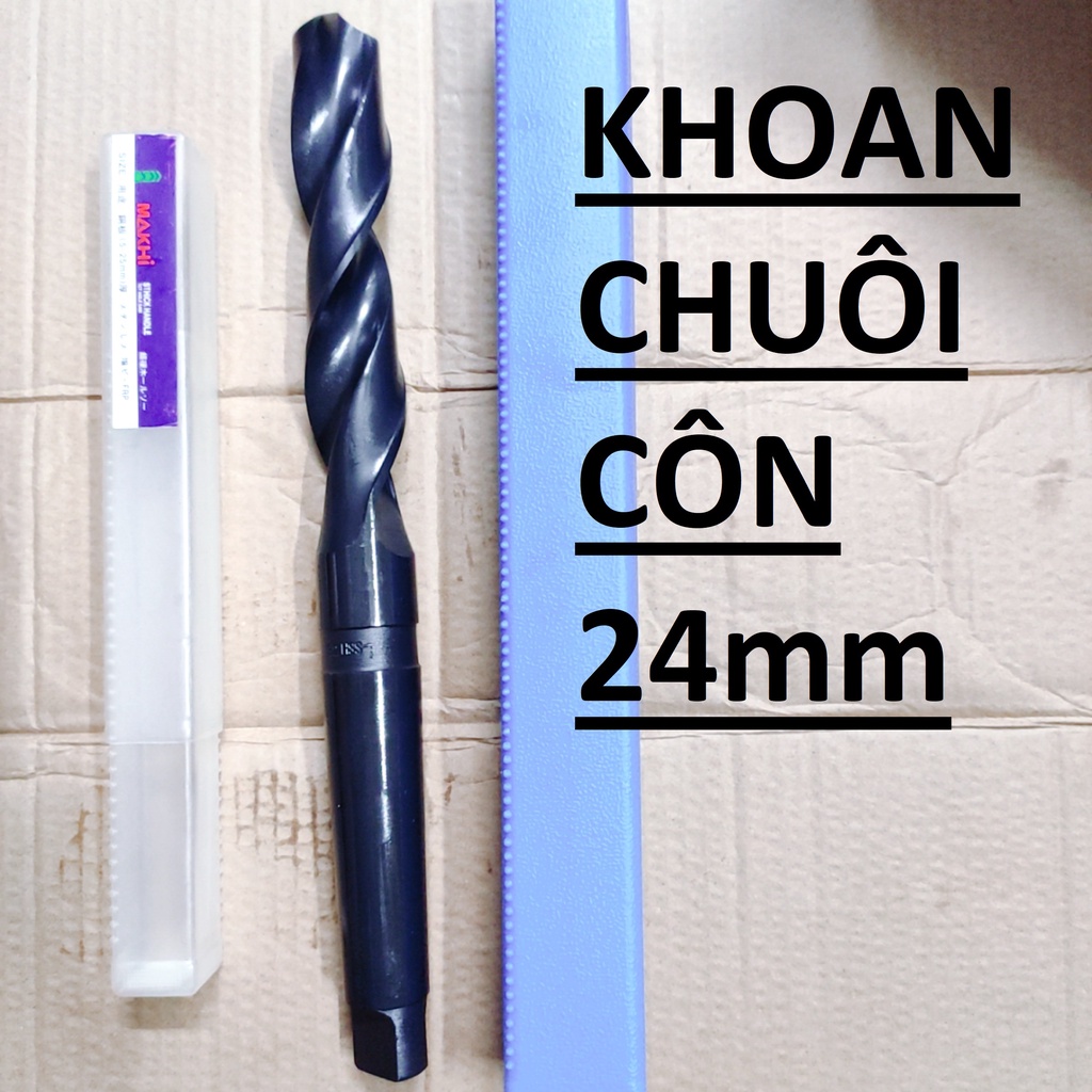 Mũi khoan chuôi côn 24mm, chuôi côn MT3, chiều dài lưỡi 160mm,chiều dài tổng 281mm
