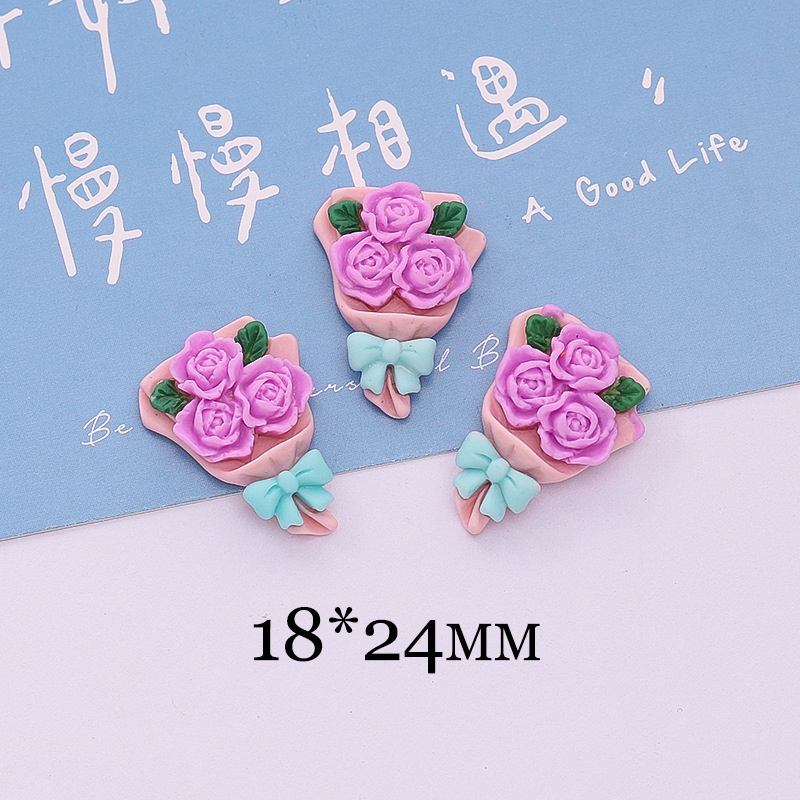 Bộ 10 Kẹp Tóc Hình Hoa Hồng Bằng Nhựa Resin Dễ Thương Dùng Trang Trí Bình Nước / Điện Thoại