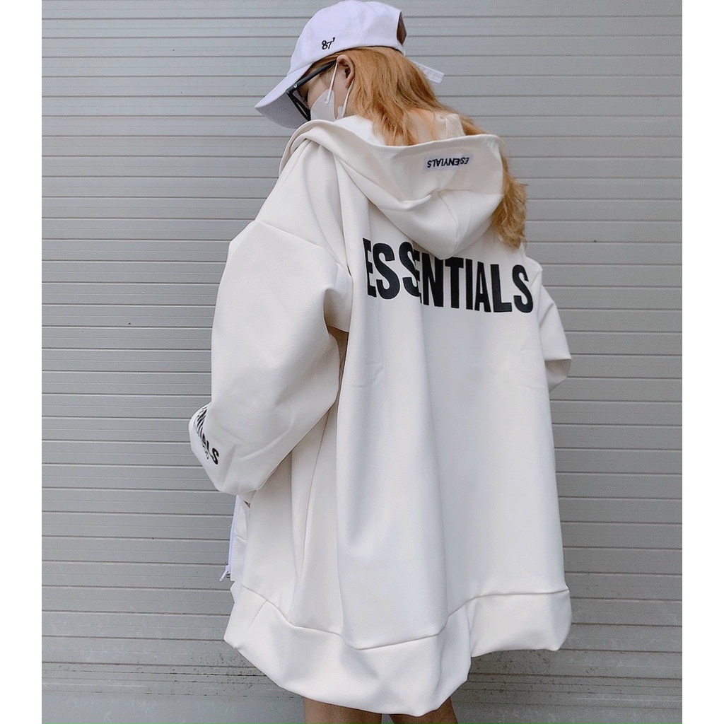 Áo khoác nỉ 🌸 Áo nữ ESSENTIAL hai màu trắng đen tay bồng FORM RỘNG OVERSIZE HOLA | BigBuy360 - bigbuy360.vn