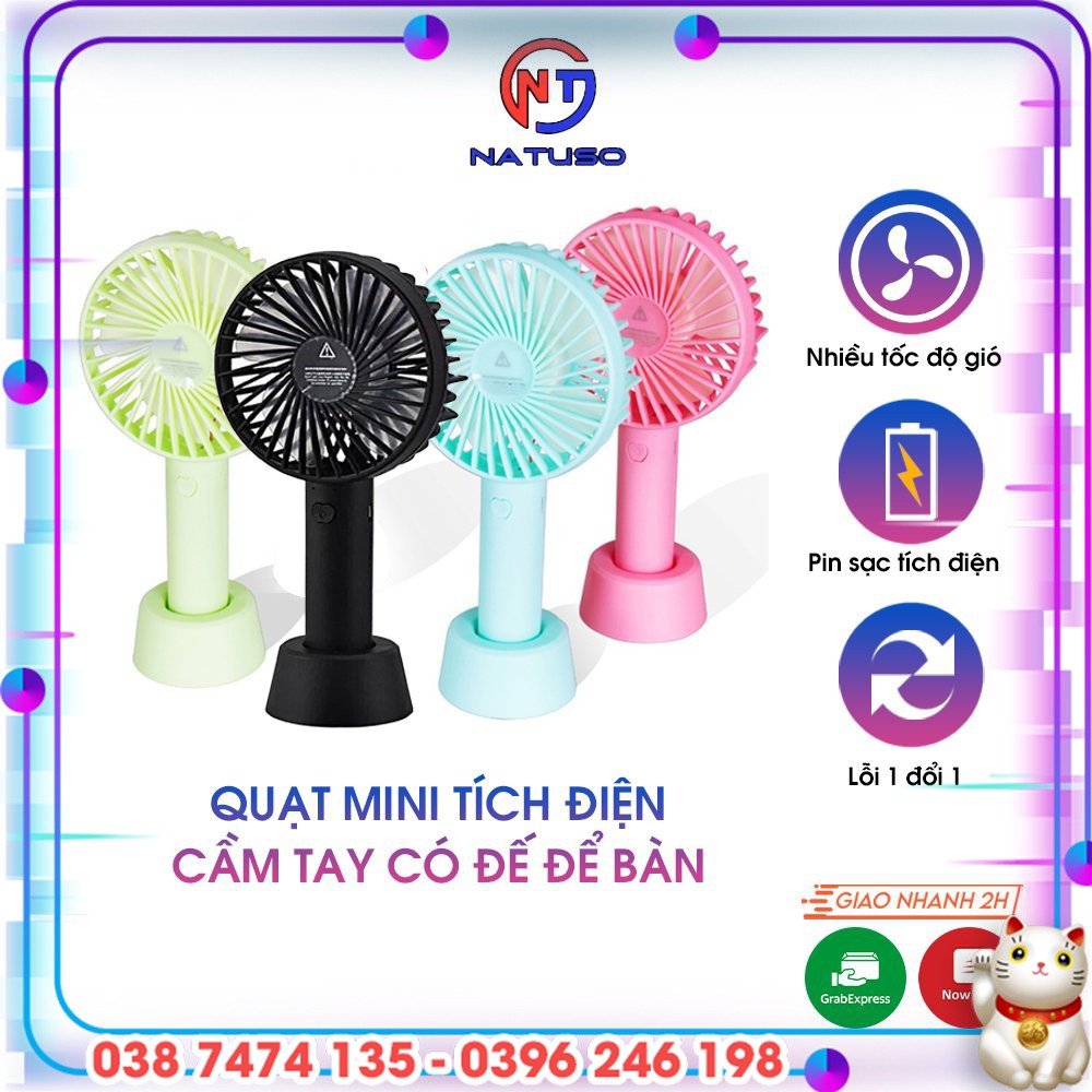 Quạt mini tích điện cầm tay có đế để bàn 3 tốc độ gió N9 - Quạt cầm tay mini dể bàn (Bảo hành 3 tháng)