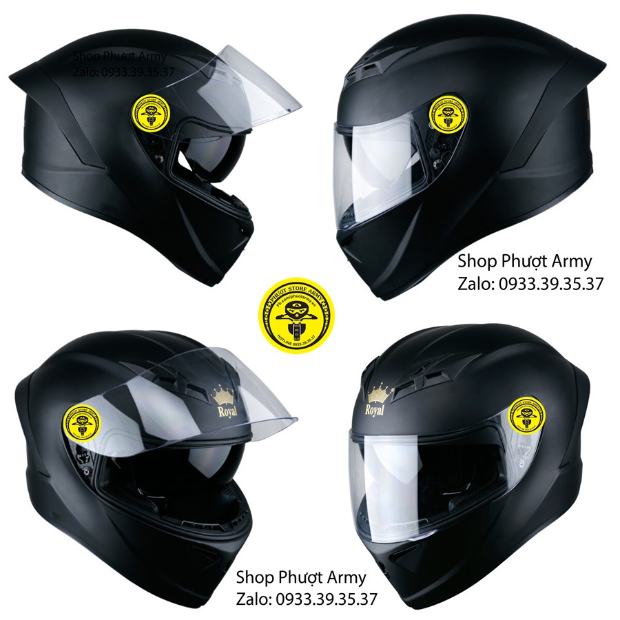 MŨ BẢO HIỂM FULLFACE 2 KÍNH LÓT THÁO RỜI CHÍNH HÃNG ROYAL M266(ĐƯỢC CHỌN MÀU KÍNH)