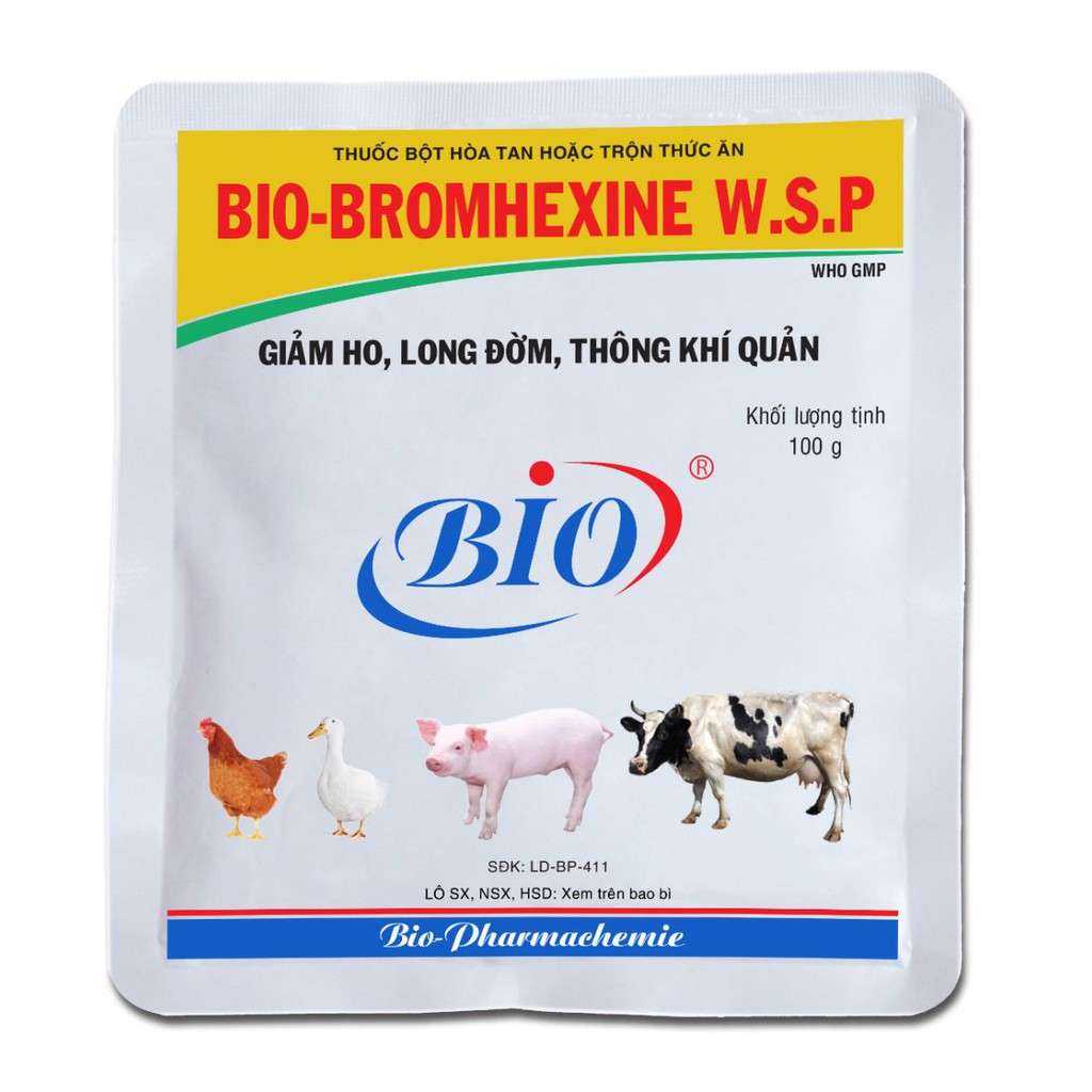 [Giá rẻ] BIO BROMHEXINE 100g WSP CHO VẬT NUÔI