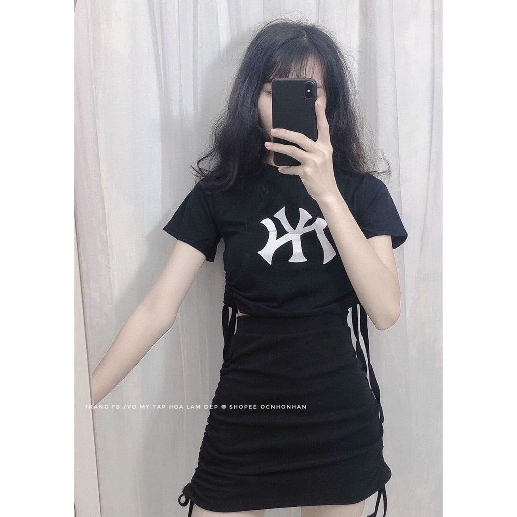 Chân váy rút eo 2 bên hông - thun Borip dày - dưới 49kg | BigBuy360 - bigbuy360.vn