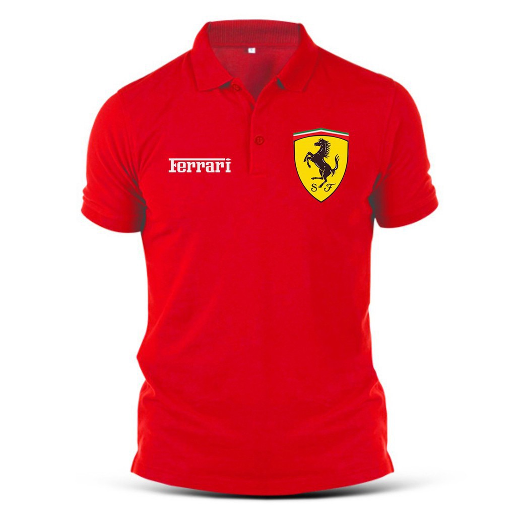 Áo Thun Polo Chất Liệu cotton Nhanh Khô In Họa Tiết Xe Hơi ferrari 12.12 Thời Trang Cho Nam