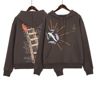 Travis Scott's new Lisa same style flame ladder TS stickman pullover fleece hoodie