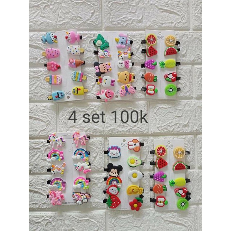 2 set kẹp tóc bé gái