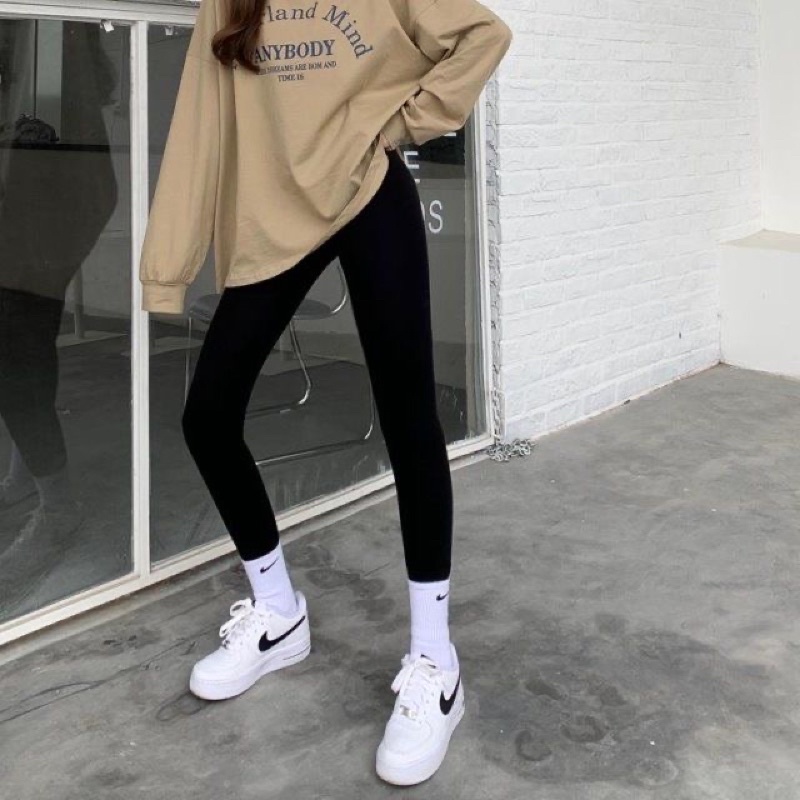 Quần legging giữ nhiệt chất len tăm co giãn tốt