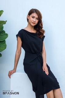 Đầm cổ đổ cột eo InFashion