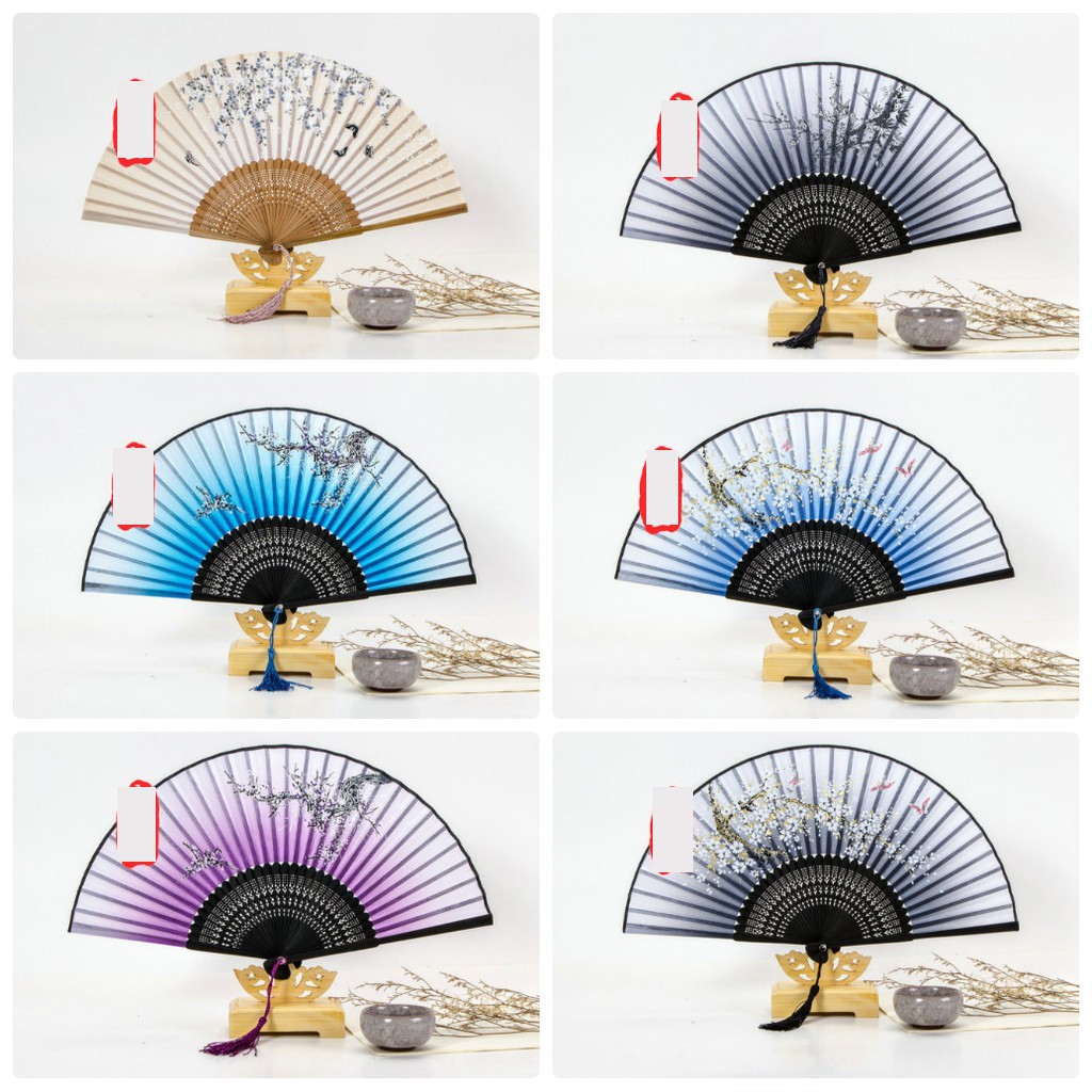 (6 mẫu) Quạt múa cố phong dây tuyến quạt xếp cầm tay phong cách Trung Quốc