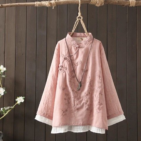 ☻ L O T U S ☻ Cộng Với Áo Kích Thước Phụ Nữ Sườn Xám Phong Cách Cổ Điển CAL1703