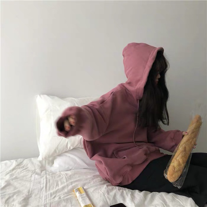 Áo nỉ Hoodie nữ form rộng trơn Ulzzang cá tính (ORDER)- Nhiều màu