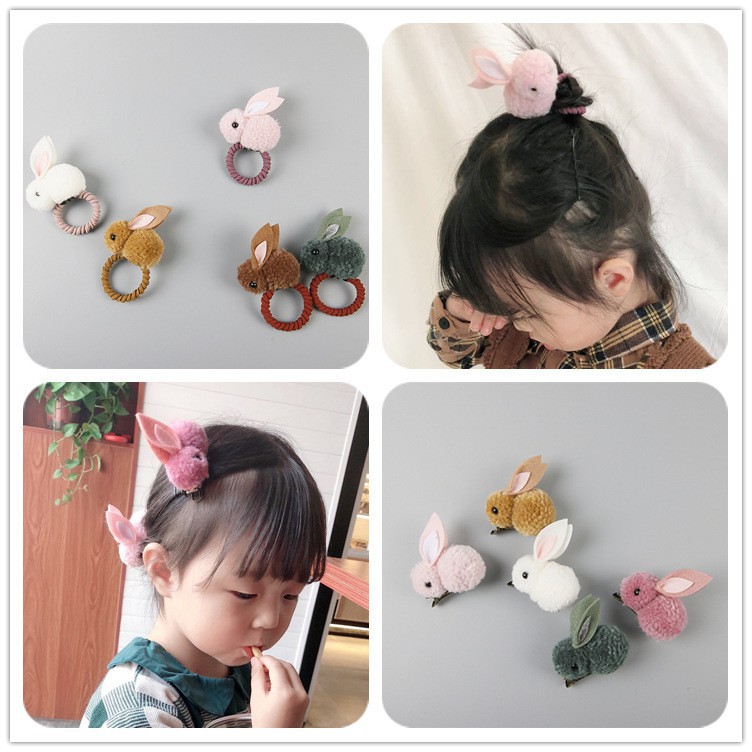 Dây buộc tóc/ Kẹp tóc kiểu chú thỏ dễ thương dành cho nữ