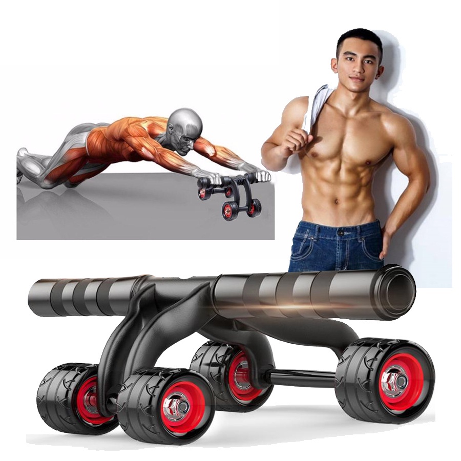 Con lăn tập bụng 4 bánh cao cấp dụng cụ tập cơ bụng gym yoga tại nhà giành cho cả nam và nữ