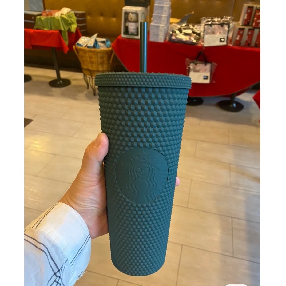 Ly Uống Nước Starbucks Có Ống Hút Họa Tiết Kim Cương Có Thể Tái Sử Dụng