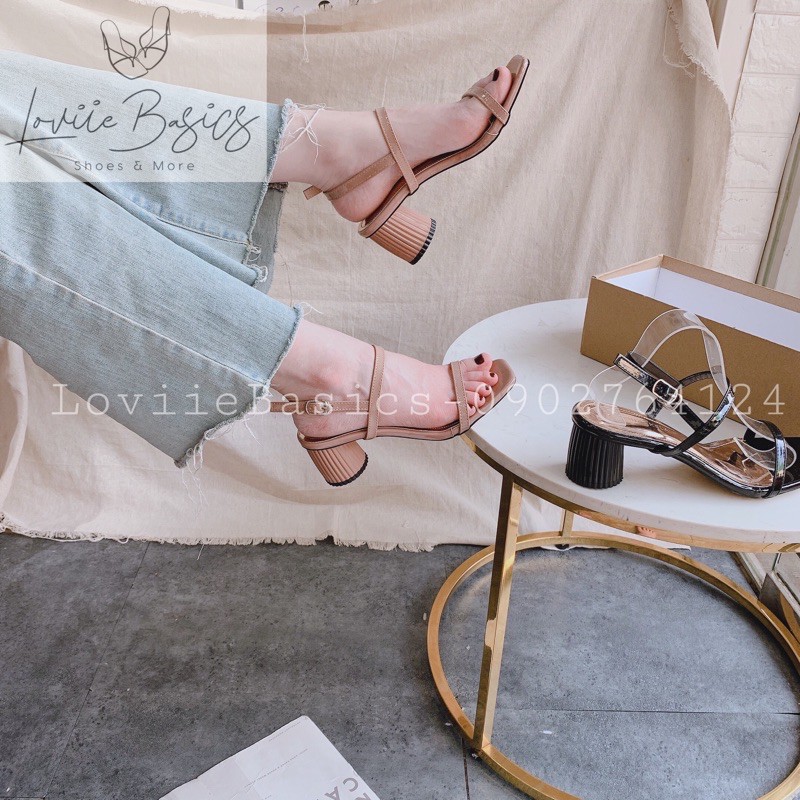 LOVIIE BASICS - GIÀY SANDAL CAO GÓT THỜI TRANG NỮ QUAI MẢNH ĐẾ VUÔNG 5 PHÂN - SANDAL QUAI MẢNH GÓT VUÔNG - G190477