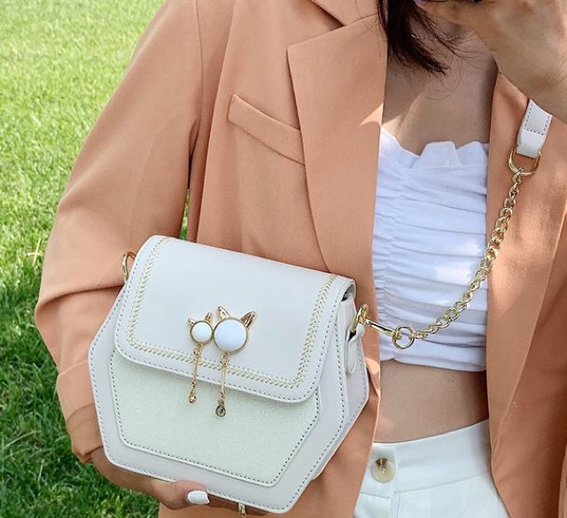 Túi xách nữ cao cấp , hình lục giác, phối nhũ phong cách NV0300