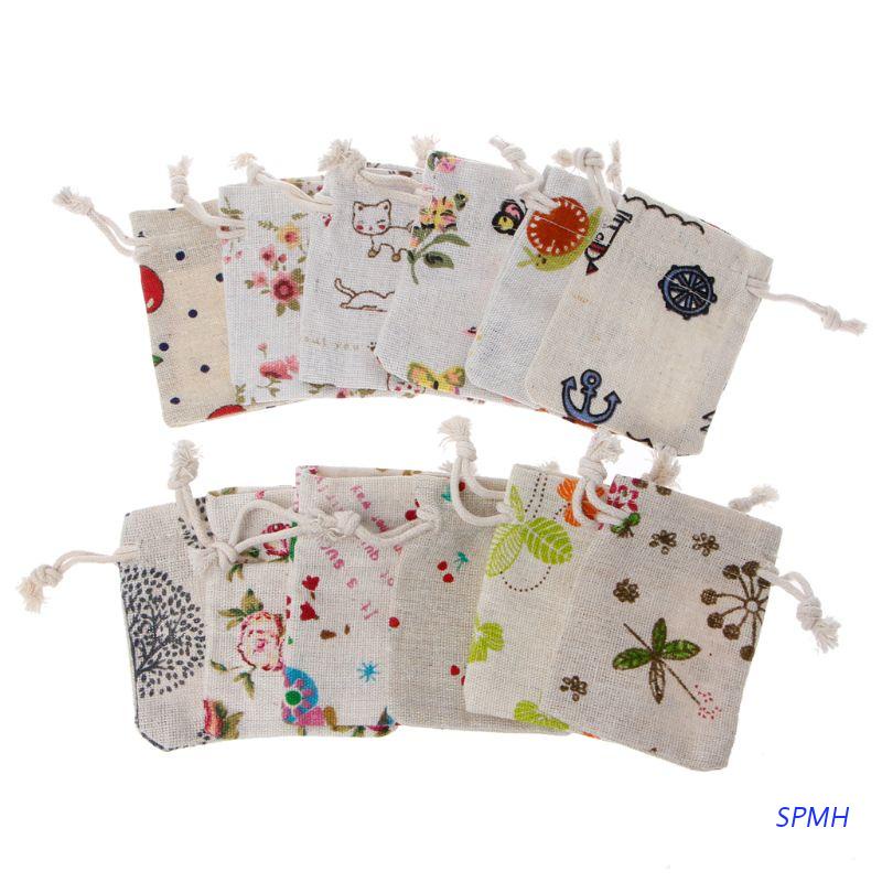 Túi Đựng Kẹo Bằng Vải Lanh Có Dây Rút