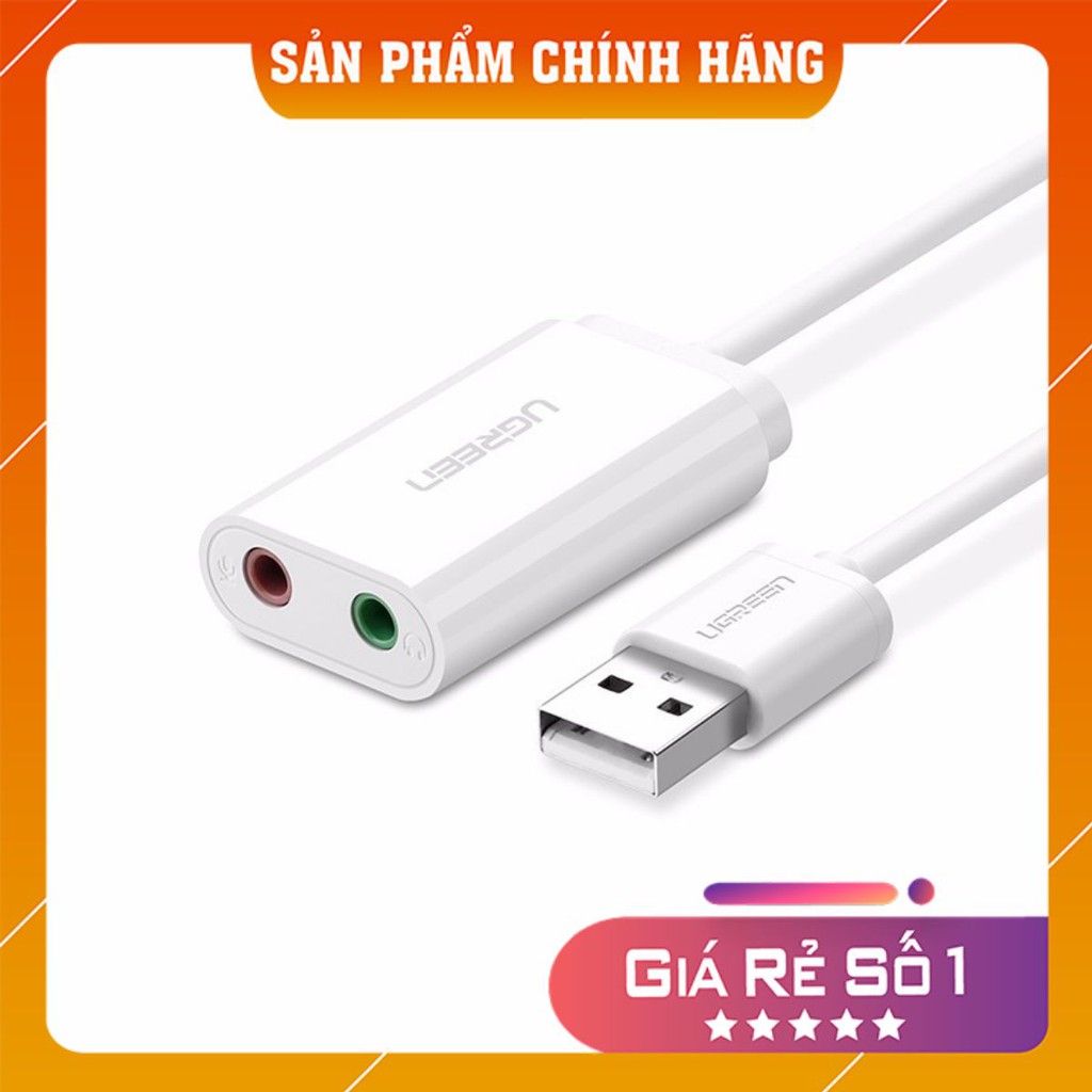 Dây USB 2.0 mở rộng sang đồng thời 2 cổng 3.5mm cho tai nghe + mic không cần driver UGREEN 30143 - Hàng Chính Hãng