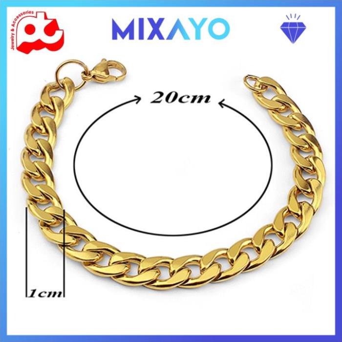 Lắc tay nam inox cao cấp thời trang rẻ đẹp titan thép không gỉ kiểu lặc đơn MIXAYO màu mạ vàng PTLTNA123