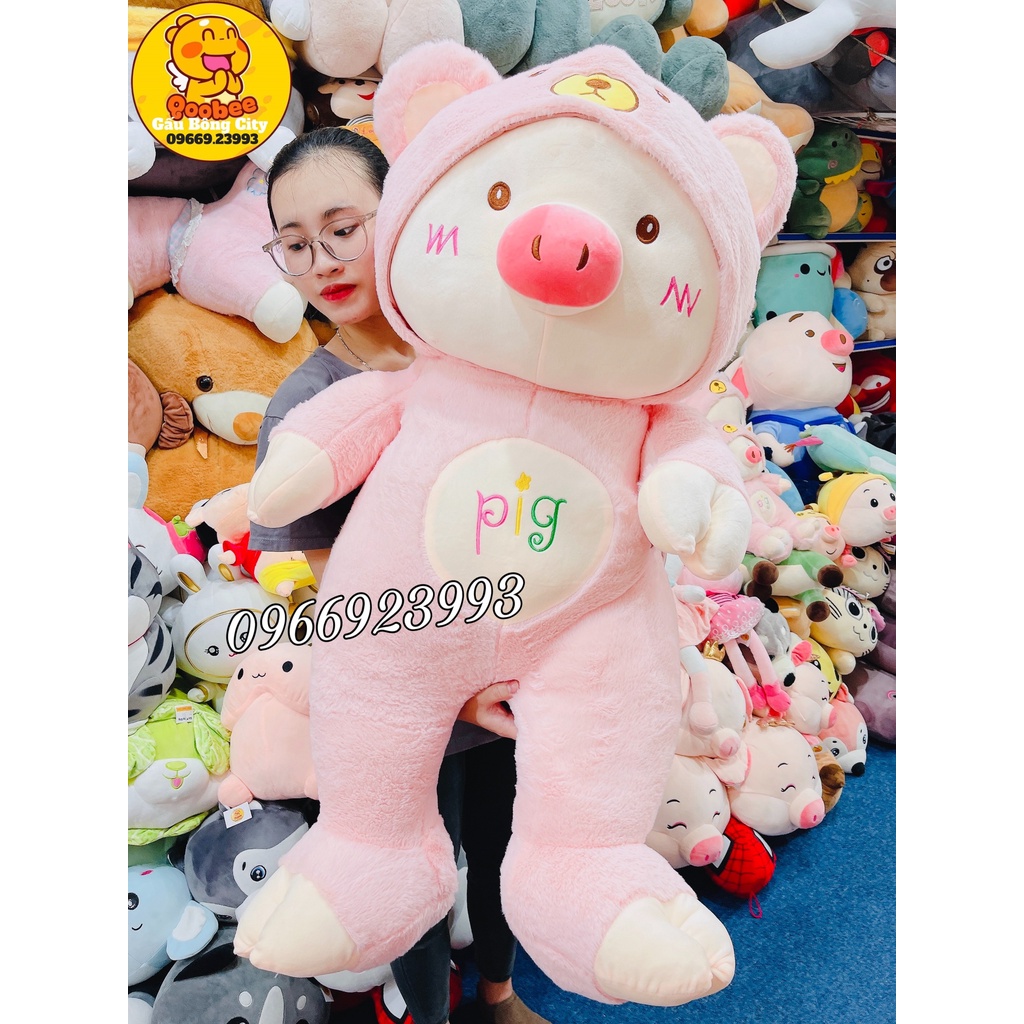 Gấu Bông Heo Lợn Cosplay Hồng Khổng Lồ Siêu To + Đáng Yêu Quà Tặng Sinh Nhật Cao Cấp Size lớn nhất