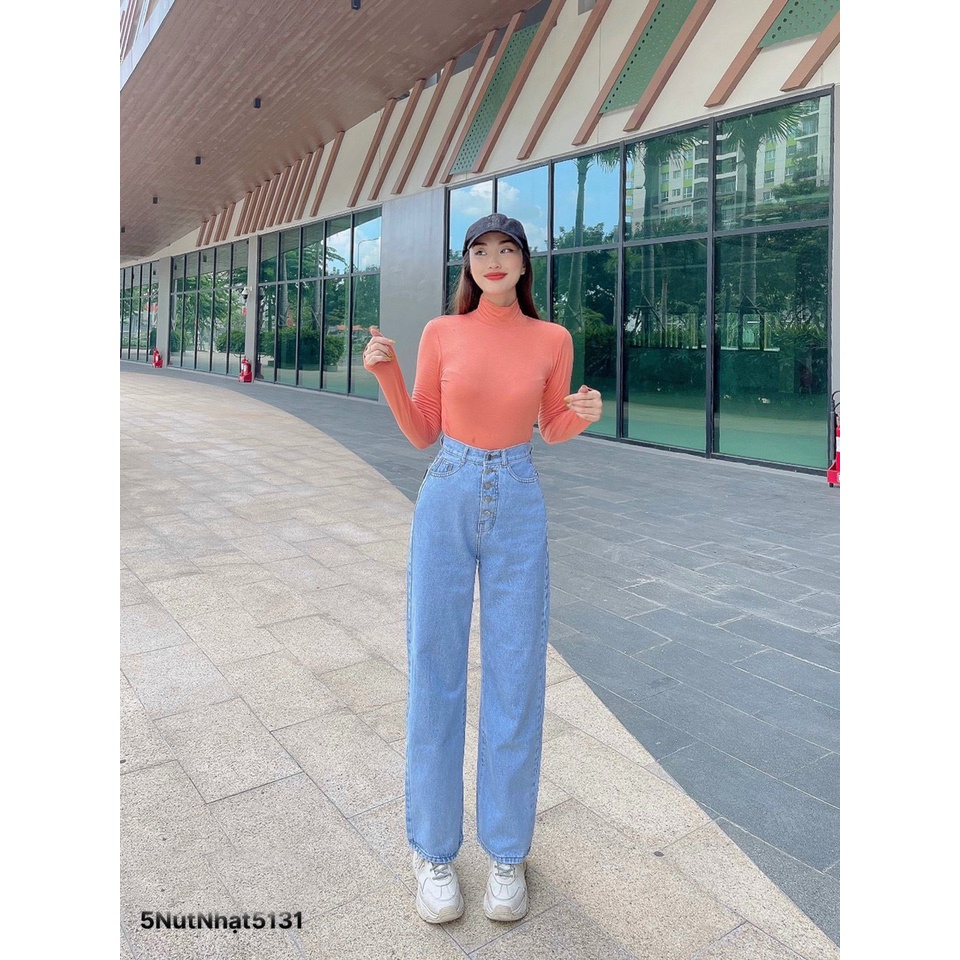 [VIDEO+FREESHIP ] QUẦN JEANS ỐNG RỘNG NỮ LƯNG CAO LAI CUỐN 5 NÚT TRƯỚC MÀU XANH NHẠT XÁM ĐEN MỀM MỊN ĐỈNH CAO HADI