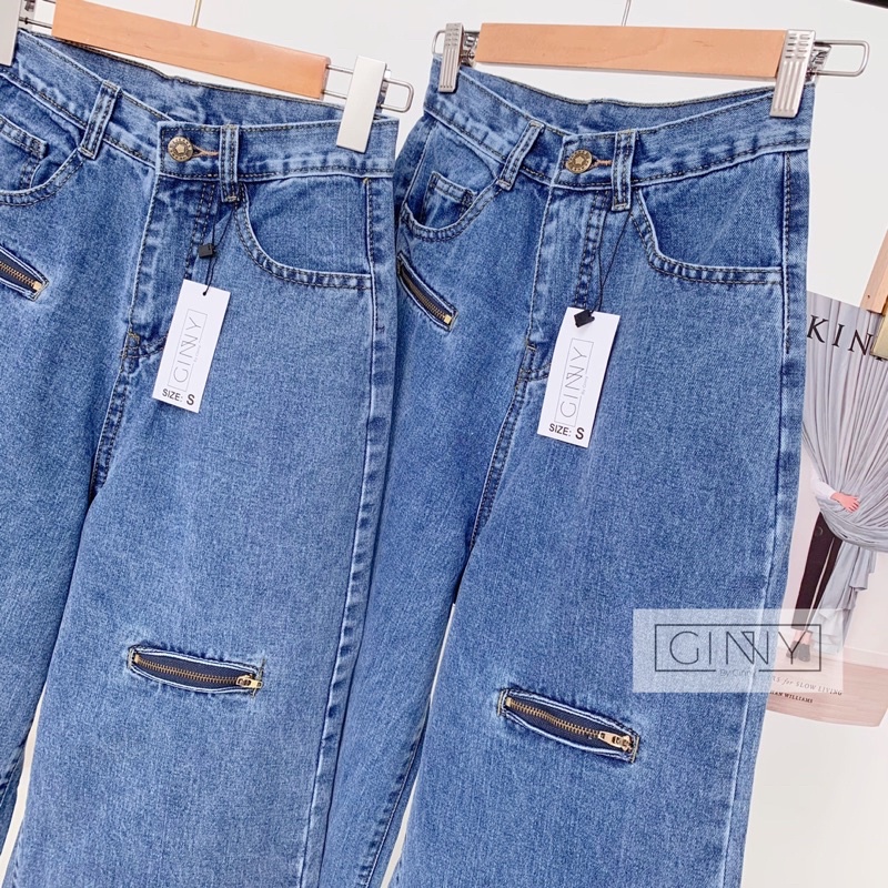 Quần Baggy Jean Nữ Hack Dáng KJ-037 Quần Jean Cạp Cao | Vải Jean Wash Xịn | GinHouse Shop