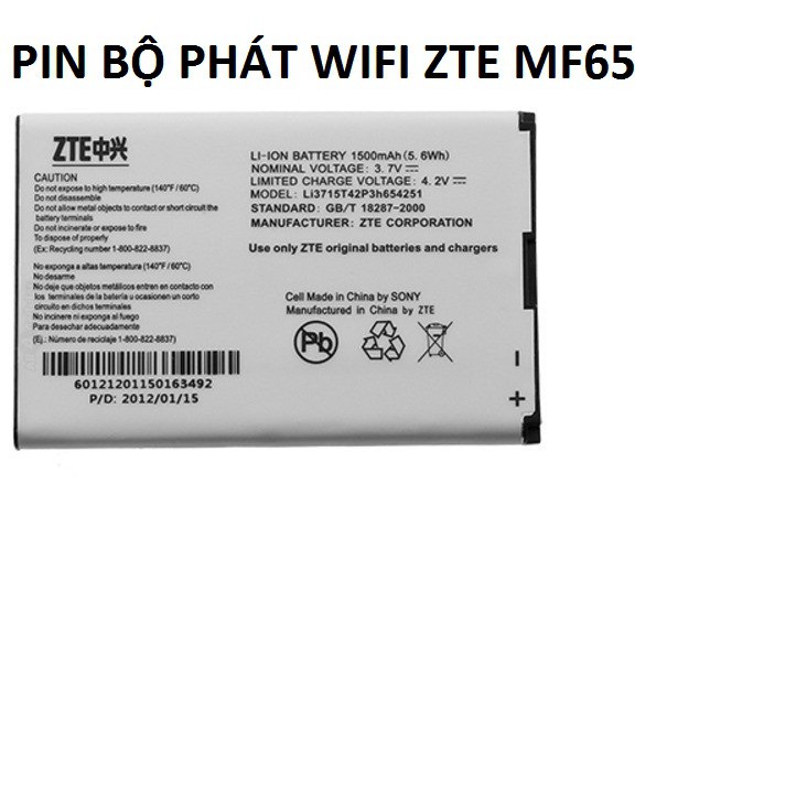 PIN CHO PHÁT WIFI ZTE MF60, MF61, MF62, MF63, MF65 - PIN WIFI ZTE DUNG LƯỢNG 1500MAH