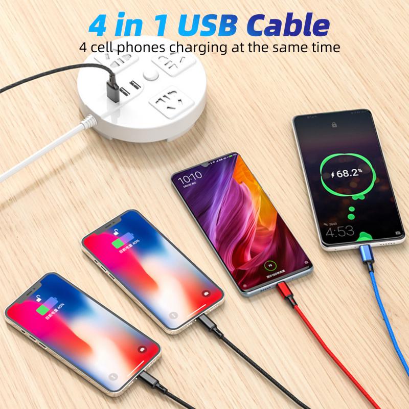Dây cáp sạc nhanh HDOORLINK 4 trong 1 USB Type C cho điện thoại/ máy tính bảng tiện dụng