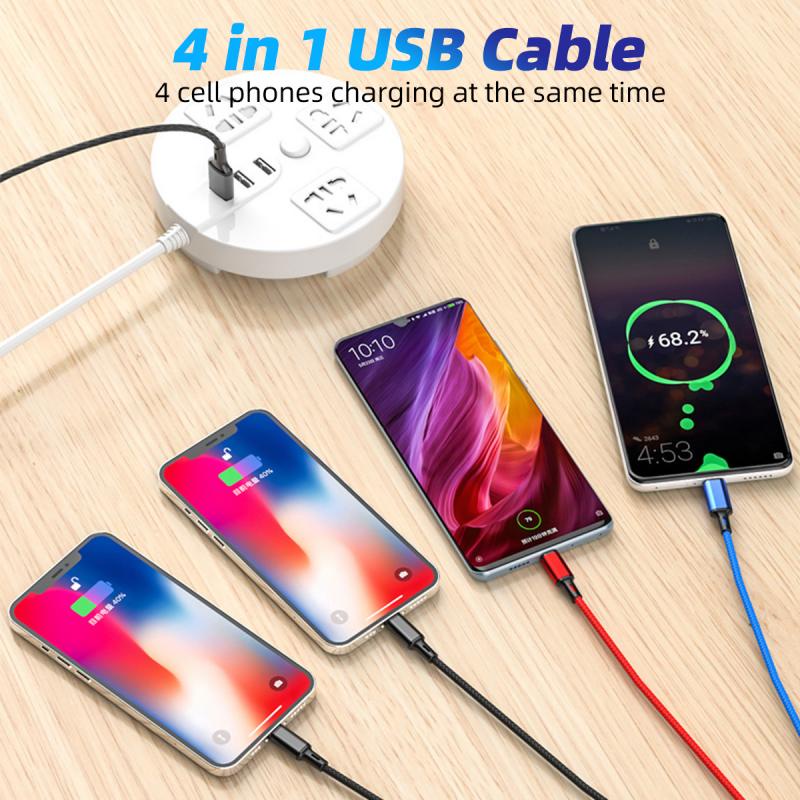 Cáp sạc 4 trong 1 ANKNDO USB type C thích hợp cho SAMSUNG HUAWEI XIAOMI iP 13 12 11 Pro Max XS