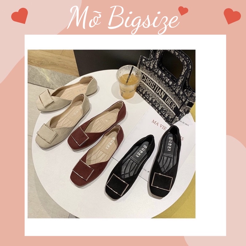 Giày đế bệt mũi vuông da lộn BIGSIZE (35-43)