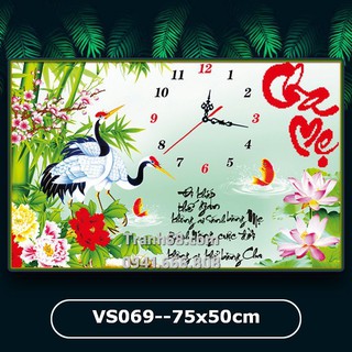 Tranh đính đá venus vs069 cha mẹ kích thước 75x50cm