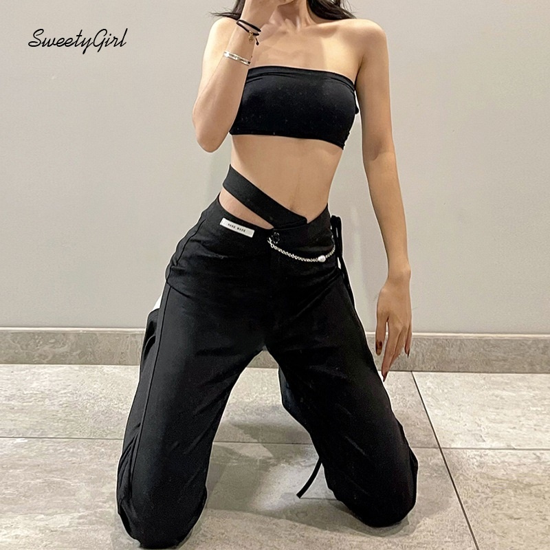 Quần dài ống loe lưng cao màu trơn thời trang cho nữ