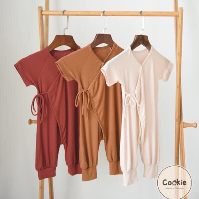 Bộ bodysuit romper buộc dây cộc tay Cookie cho bé (0-12 tháng)