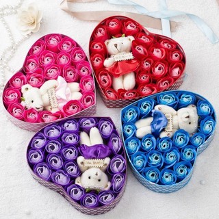 Hoa Hồng 3-15 Bông Kèm Gấu Trái Tim Shop1012