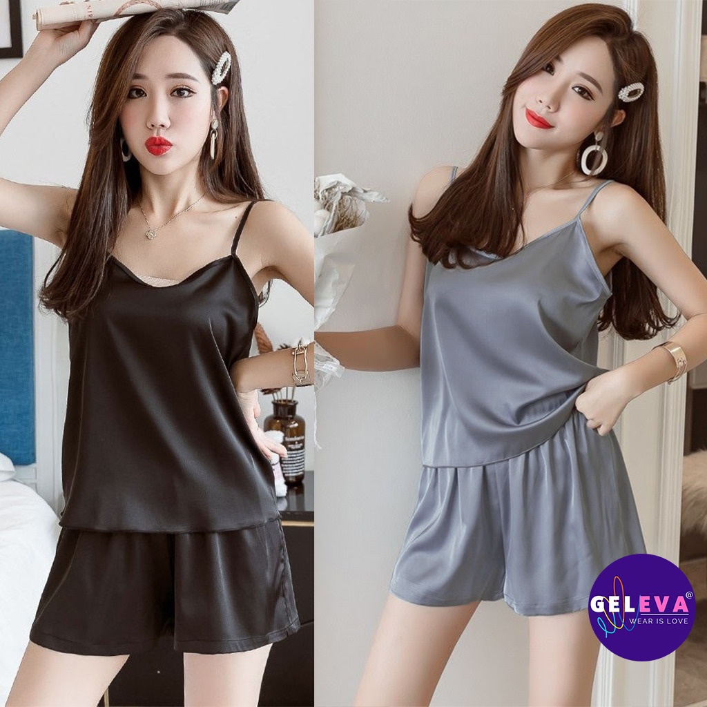 Bộ ngủ 2 dây nữ lụa đẹp cao cấp, Đồ bộ nữ ngủ Pijama 2 dây mặc nhà lụa satin set quần đùi áo hai dây mùa hè dễ thương
