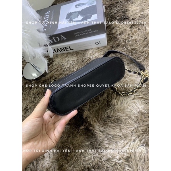 ⚡︎Freeship⚡︎Túi Đeo Chéo Hobo Trần Trám Dây Kép Nữ Xích Đen Da Nhám Sịn Sò, mã D66 - LOLOS BAG