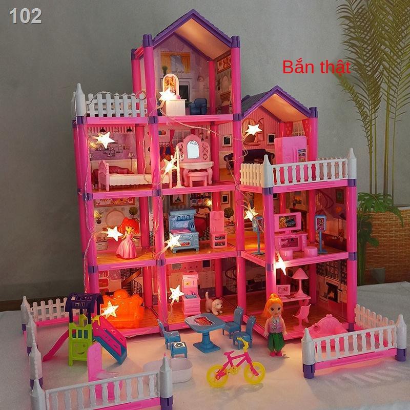 cô gái chơi nhà đồ chơi công chúa ngôi nhà mô phỏng lâu đài búp bê Barbie bộ mô hình biệt thự trẻ em món quà sinh nhậtC