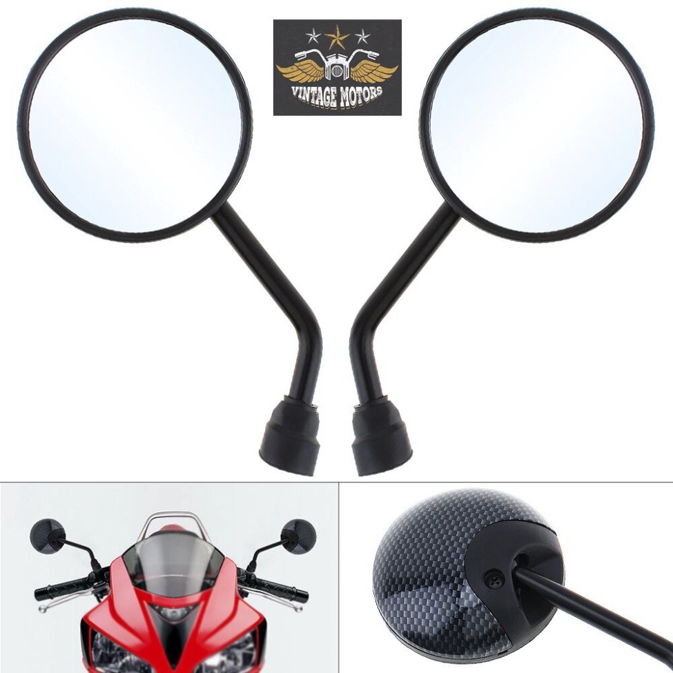 Gương tròn xe máy mặt kính vỏ nhựa gắn lỗ chân gương cho xe máy độ cafe racer tracker win