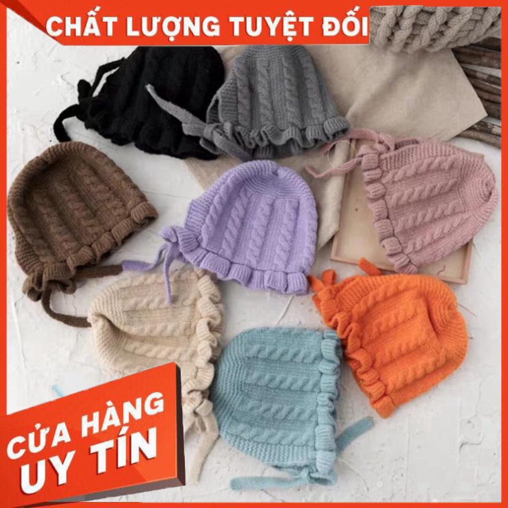 Mũ Len Nón Len Tai Bèo Cho Bé Co Dây Buộc Nhiều Màu 6-36 Tháng - SIÊU HOT