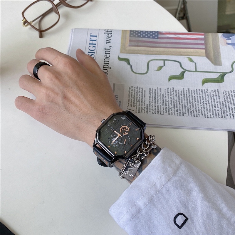 Đồng hồ nam Dyanwatch thời trang đồng hồ đeo tay dây da kiểu dáng mới hottrend