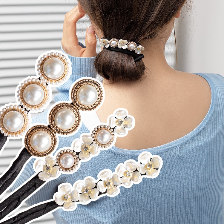 Kẹp tóc hình hoa đính ngọc trai giả xinh xắn cho nữ