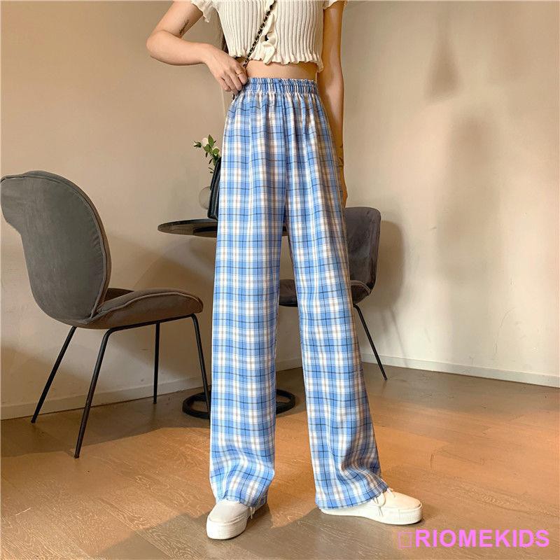 🔥Ready Stock🔥Korean fashion classic plaid wide-legged pants